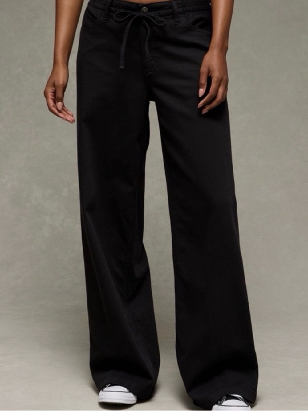 American Eagle Wide Leg Black Drawstring Pants